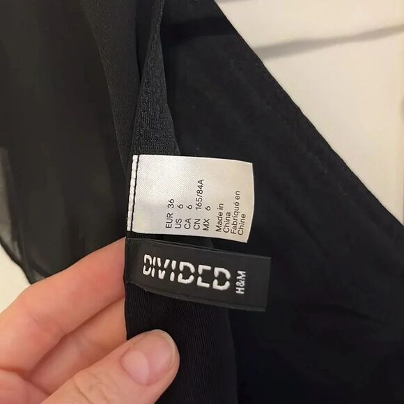 H&M Open Back Ruffled Semi-Sheer Dress Party Chiffon Whimsigoth Black Sz 6 New - Picture 6 of 7